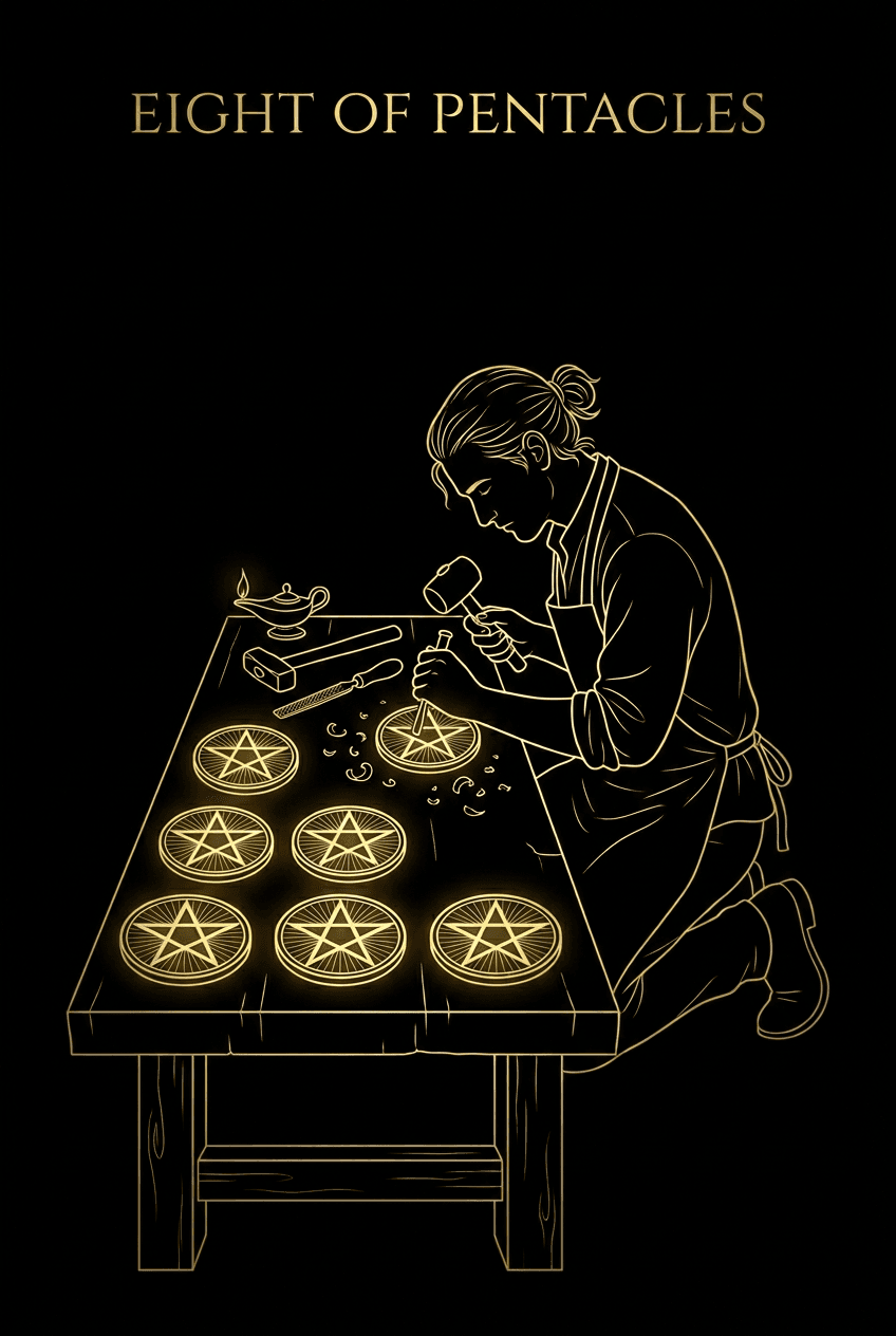Eight of Pentacles card